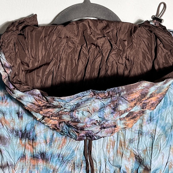 Alberto Makali Blue and Brown Ruffled Hooded Vest Blouse Small - Picture 5 of 7